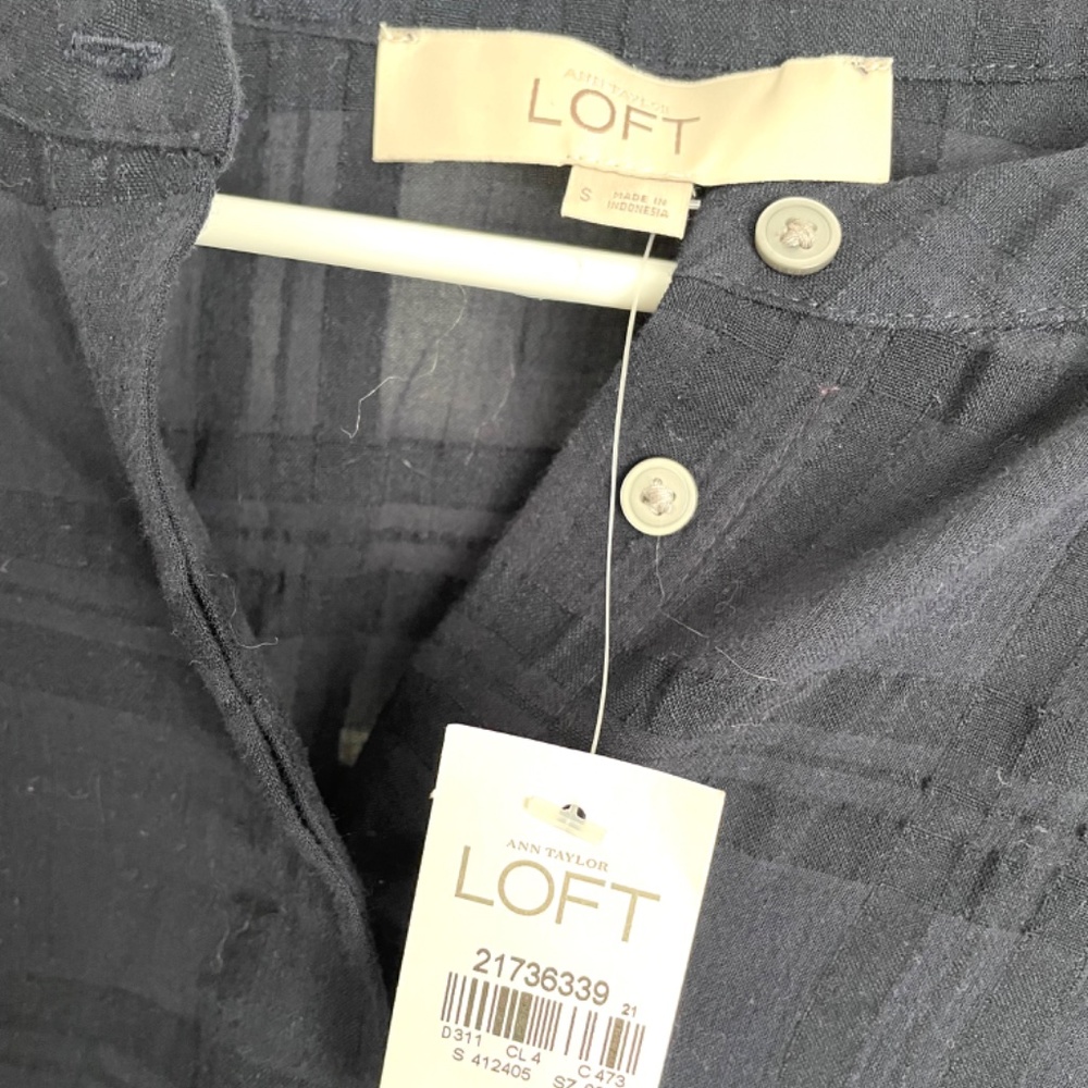 Loft Navy Blue Peolum Top NWT Size Small - Picture 2 of 7